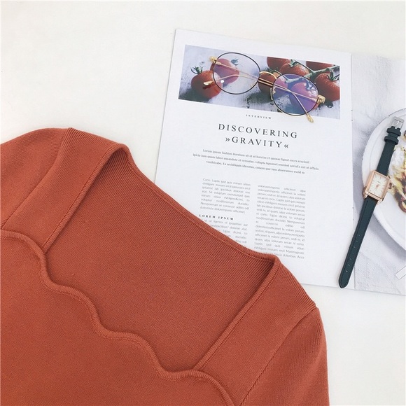 Red Orange Long Sweater Dress - Picture 10 of 12